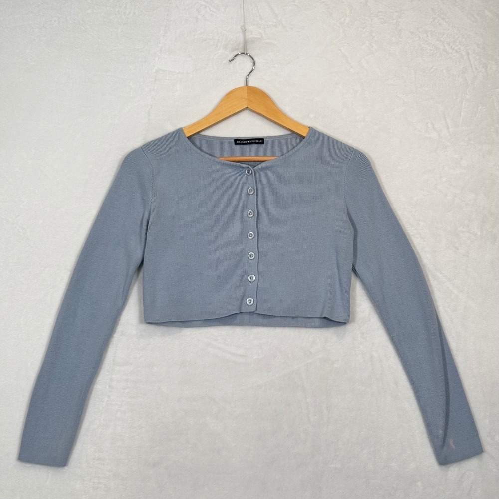 Brandy Melville Light Blue Cropped Cardigan One Size